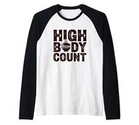 Hombre High Body Count BBQ Funny Grilling Broma Marido Papá Hombres Camiseta Manga Raglan