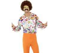 Hombre Hippie Camisa 60s 70s Discoteca Retro Camisa Accesorio de Disfraz Adulto