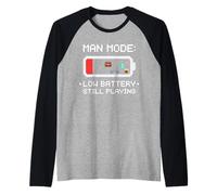 Hombre Hombre bajo en batería Sigue Jugando a papá Jugador Camiseta Manga Raglan