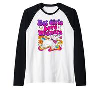 Hombre Hot Girls Love Wieners Perro Salchicha Groovy Estilo Retro Camiseta Manga Raglan