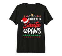 Hombre I Believe In Santa Paws - Amante de Perros y Gatos - Linda Navidad Camiseta Premium
