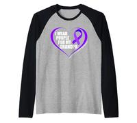 Hombre I Wear Purple For My Grandpa Pancreatic Cancer Awareness Camiseta Manga Raglan