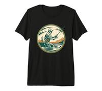 Hombre Ilustración de un Pescador Camiseta Premium