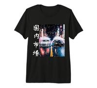 Hombre Impresión Frontal JDM Drift Race Cars Tokyo Street Night Scene Art Camiseta Premium