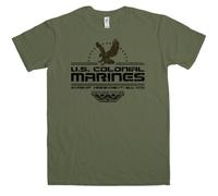 Hombre Inspired By Aliens Camiseta - Us Colonial Marines - Olive - Large