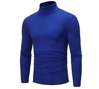 Hombre Invierno Cálido Cuello Alto Moda Ropa Interior Térmica Hombres Camiseta Básica Blusa Suéter Manga Larga Top, azul, XL