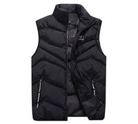 Hombre Invierno Calor Chalecos Sin Mangas De Plumas Chaquetas Acolchado Cazadoras (Negro,L)