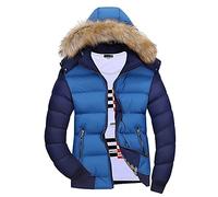 Hombre Invierno Cazadoras De Plumas Calor Grueso Manga Larga Encapuchado Chaquetas Acolchado Zafiro S