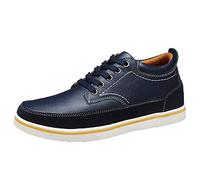 Hombre Invisible Elevador Aumento de Altura 2.36 Pulgadas Zapatos Más Altos Cuero Gamuza Costuras Cordones Oxford, azul (Azul), 41 EU