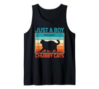 Hombre Just A Boy Who Loves Gatos Gorditos Retro Sunset Camiseta sin Mangas