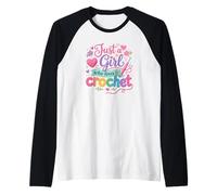 Hombre Just a Girl Who Loves to Crochet Funny Cute Crochet Camiseta Manga Raglan