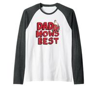 Hombre King of The Hill Father's Day Dad Mows Best Hank On Mower Camiseta Manga Raglan