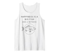 Hombre La Felicidad es un pez Grande y un Testigo - Divertido Pescador de Pesca Camiseta sin Mangas