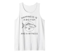 Hombre La Felicidad es un pez Grande y un Testigo - Divertido Pescador de Pesca Camiseta sin Mangas