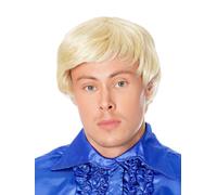 Hombre Lateral Raya Peluca Rubia Adulto Corto Masculino Disfraz 60s 70s