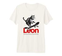 Hombre Leon - Hermoso Nombre de niño con Gato y monopatín Camiseta Premium