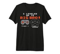 Hombre Leveled Up Big Bro Gamer Baby Announcement New Brother Gift Camiseta Premium