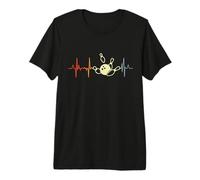 Hombre Línea de Pulso de Aficionados Bolos Latidos del corazón Camiseta Premium