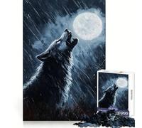 Hombre Lobo Aullando bajo la Lluvia, Rompecabezas de 1000 Piezas para Adultos, Entrenamiento, Escape Sereno, Bordes definidos, Regalo Creativo (50x75cm)