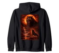 Hombre Lobo Aullando en la Luna Vintage Funny Mystic Sudadera con Capucha