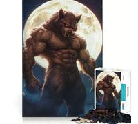 Hombre Lobo bajo la Luna Llena Rompecabezas de 1000 Piezas Juguete Que desafía la Mente Troquelado de Alta precisión Divertido Reto para el Tiempo de Espera (38x52cm)