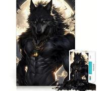 Hombre Lobo bajo la Luna Llena Rompecabezas de 1000 Piezas para Adolescentes Juego de concentración Mental Corte de precisión Bordes Lisos Juego para Rellenar Calcetines navideños (50x75cm)