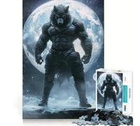 Hombre Lobo bajo la Luna Llena Rompecabezas de 1000 Piezas para Adultos Juego de lógica Corte de precisión Bordes Lisos reuniones Familiares (38x26cm)