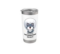 Hombre Lobo Divertido. La Luna Me Hizo Hacerlo. Lindos Animales Lobo Vaso térmico de acero inoxidable de doble pared