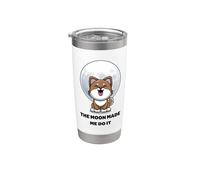 Hombre Lobo Divertido. La Luna Me Hizo Hacerlo. Lindos Animales Lobo Vaso térmico de acero inoxidable de doble pared