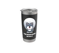 Hombre Lobo Divertido. La Luna Me Hizo Hacerlo. Lindos Animales Lobo Vaso térmico de acero inoxidable de doble pared