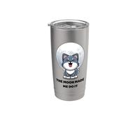 Hombre Lobo Divertido. La Luna Me Hizo Hacerlo. Lindos Animales Lobo Vaso térmico de acero inoxidable de doble pared