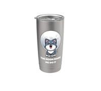 Hombre Lobo Divertido. La Luna Me Hizo Hacerlo. Lindos Animales Lobo Vaso térmico de acero inoxidable de doble pared