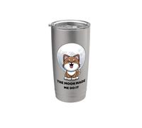 Hombre Lobo Divertido. La Luna Me Hizo Hacerlo. Lindos Animales Lobo Vaso térmico de acero inoxidable de doble pared