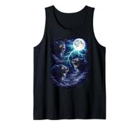 Hombre Lobo Oscuro bajo la Luna - Vintage Fantasy Lightning Art Camiseta sin Mangas