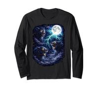 Hombre Lobo Oscuro bajo la Luna - Vintage Fantasy Lightning Art Manga Larga