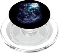Hombre Lobo Oscuro bajo la Luna - Vintage Fantasy Lightning Art PopSockets PopGrip para MagSafe