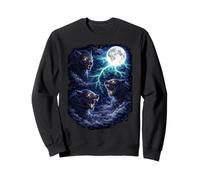 Hombre Lobo Oscuro bajo la Luna - Vintage Fantasy Lightning Art Sudadera