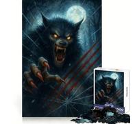 Hombre Lobo rompiendo un Cristal bajo la Luna Llena Rompecabezas de 1000 Piezas para Adolescentes Entrenamiento Inteligente Pasatiempo Acogedor Corte Impecable Sorpresa de cumpleaños (38x26cm)