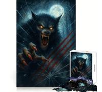 Hombre Lobo rompiendo un Cristal bajo la Luna Llena Rompecabezas de 1000 Piezas para Adolescentes Pensamiento Claro Interacción Suave Encaje Firme Bonito Regalo (38x52cm)