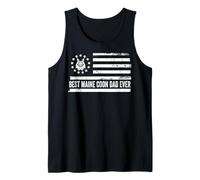 Hombre Maine Coon Cat Bandera Estadounidense patriótica Retro Camiseta sin Mangas