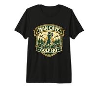 Hombre Man Cave Golf Headquarters Vintage Retro Regalo para golfistas Camiseta Premium