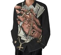 Hombre Manga Larga Casual Camisas de Vestir Elegante Jesús Estampado Camisa Primavera Otoño Cuello Solapa Camisas de Botones