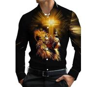 Hombre Manga Larga Casual Camisas de Vestir Elegante Jesús Estampado Camisa Primavera Otoño Cuello Solapa Camisas de Botones