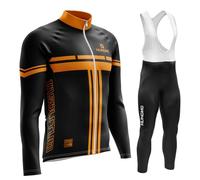 Hombre,Manga Larga Transpirable + Culottes Bici 9D Gel Equipos Conjunto Ciclismo Manténgase abrigado en Invierno,Traje de Ropa de Bicicleta de Montaña MTB Ciclista.. (TYPE-4A,XXL)