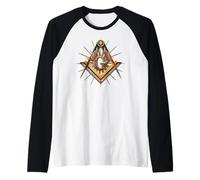 Hombre Masonic_symbol con "Masonic-Lodge Buildings_Silhouette" S&C Camiseta Manga Raglan
