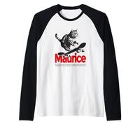 Hombre MAURICE - hermoso nombre de niño con gato y monopatín Camiseta Manga Raglan