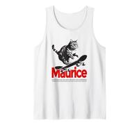 Hombre MAURICE - hermoso nombre de niño con gato y monopatín Camiseta sin Mangas