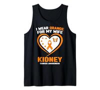 Hombre Me Pongo Naranja para la concienciación sobre el cáncer de riñón de mi Esposa Camiseta sin Mangas