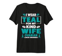 Hombre Me Pongo Verde Azulado para la Conciencia del cáncer de Ovario de mi Esposa Camiseta Premium