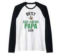 Hombre Mejor Cazador de Aves acuáticas Papa de Caza de Patos Camiseta Manga Raglan